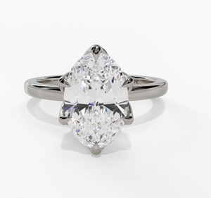 14W Oval Petal Head Solitaire Semi Mount Engagement Ring sz 6