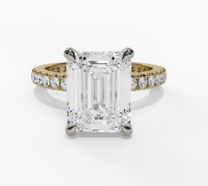 14TT Radiant Hidden Halo Pave Set Diamond Semi Mount Engagement Ring sz 6