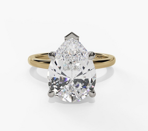14TT Classic Pear Hidden Halo Semi Mount Engagement Ring sz 6