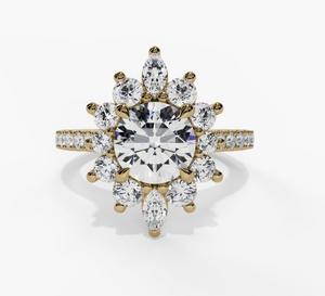 14Y Marquise and Round Diamond Halo Semi-Mount Engagement Ring sz 6