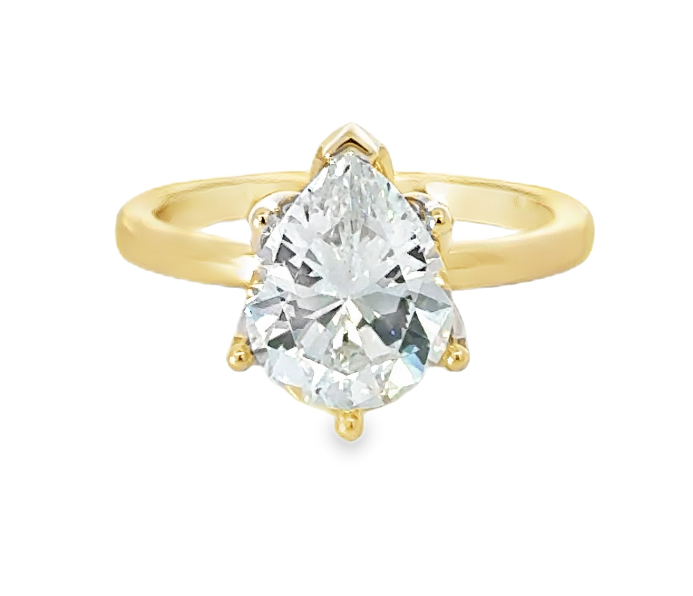 14Y Pear Petal Head Solitaire Semi Mount Engagement Ring sz 6