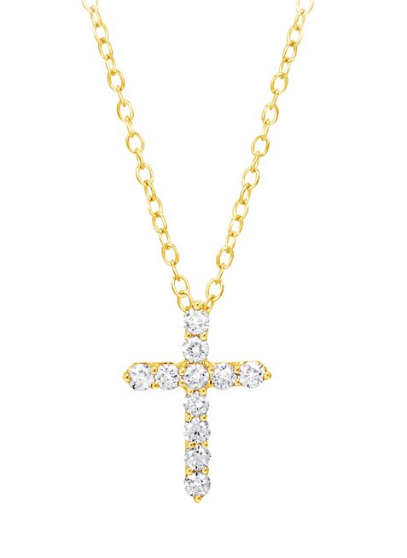 14Y Round Diamond Cross Pendant on 18" Cable with Lobster