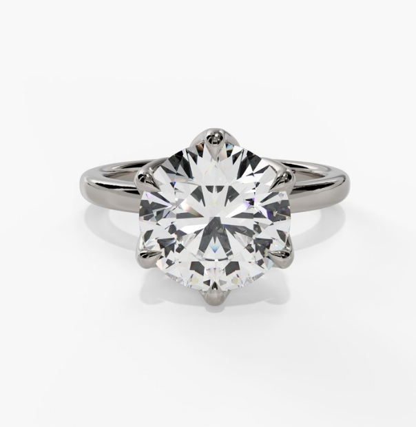 14W Round Petal Head Solitaire Semi Mount Engagement Ring sz 6