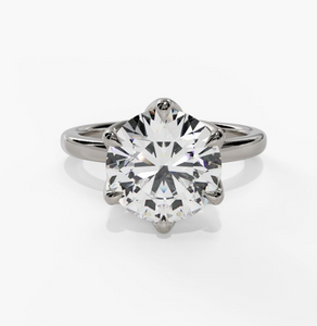 14W Round Petal Head Solitaire Semi Mount Engagement Ring sz 6