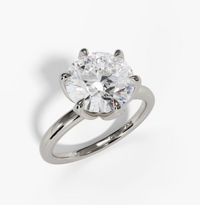 14W Round Petal Head Solitaire Semi Mount Engagement Ring sz 6