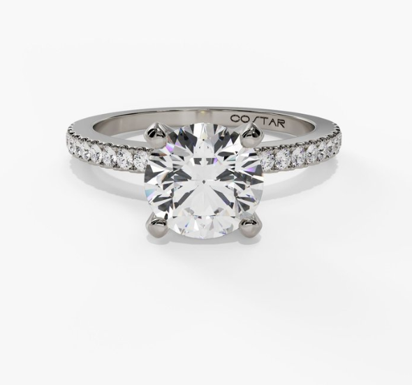 14W .75 French Pave Diamond Semi Mount Engagement Ring sz 6