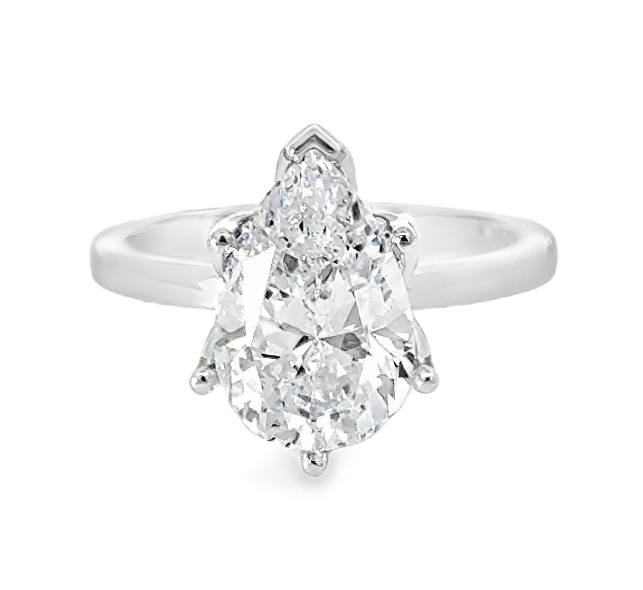 14W Pear Petal Head Solitaire Semi Mount Engagement Ring sz 6