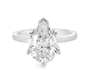 14W Pear Petal Head Solitaire Semi Mount Engagement Ring sz 6