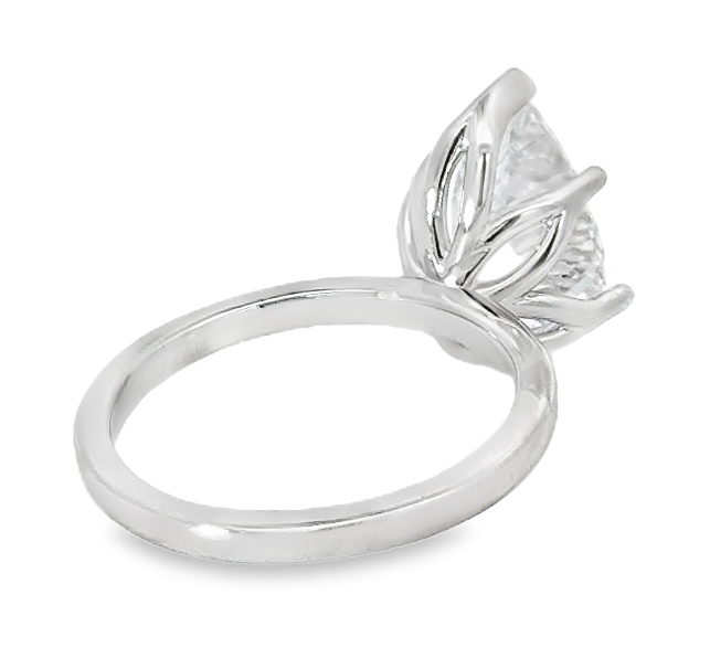 14W Pear Petal Head Solitaire Semi Mount Engagement Ring sz 6