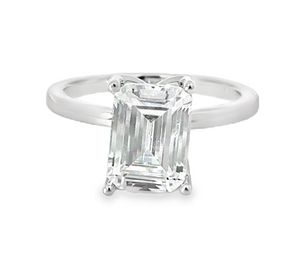 14W Emerald Petal Head Solitaire Semi Mount Engagement Ring sz 6