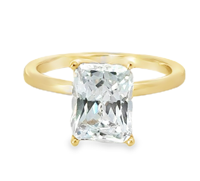 14Y Radiant Petal Head Solitaire Semi Mount Engagement Ring sz 6
