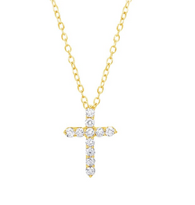 14Y Round Diamond Cross Pendant on 18" Cable with Lobster