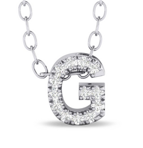 10W 0.07ctw Diamond "G" Pendant on 18" Cable Link Chain with Spring Ring Clasp