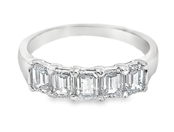 14W 1.27ctw Lab Grown 5 Stone Emerald Cut Diamond Band sz 7