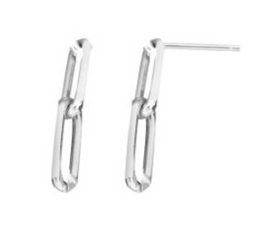 Sterling Silver Paperclip Drop Earrings with Posts