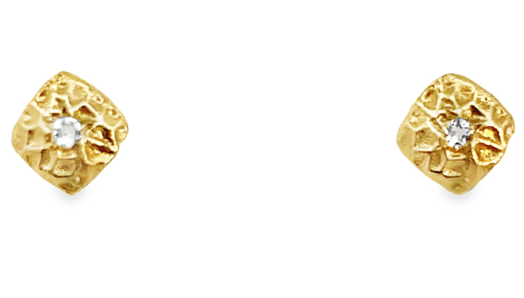 Sterling Silver 18K Verm White Sapphire Stud Earrings