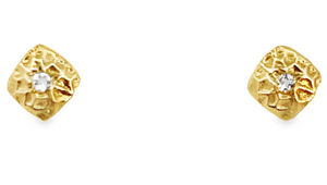 Sterling Silver 18K Verm White Sapphire Stud Earrings