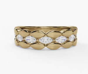 14Y 3 Row Marquise Diamond and Marquise Station Fashion Ring sz 7