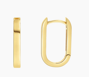 14Y Oval Hoop Earrings 13mm with Rectangular Shape