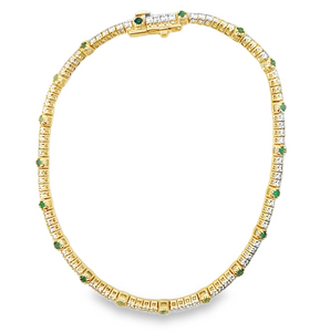 14Y 1.36ctw Diamond and Milgrained Emerald Accent Bracelet