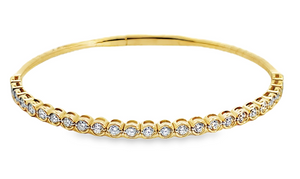 14Y 1.28ctw Partial Bezel Round Diamond Bangle
