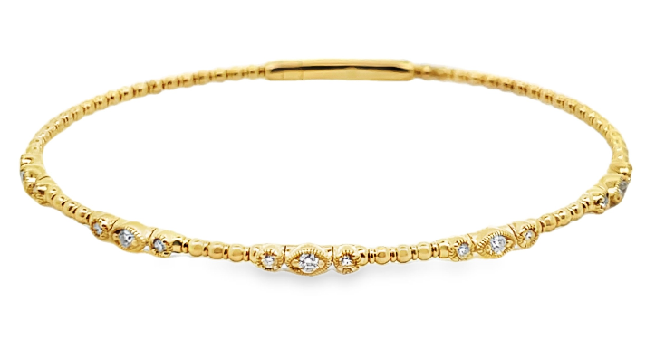 14Y .33ctw Beaded with Round and Marquise Shaped Milgrained Diamond Accents