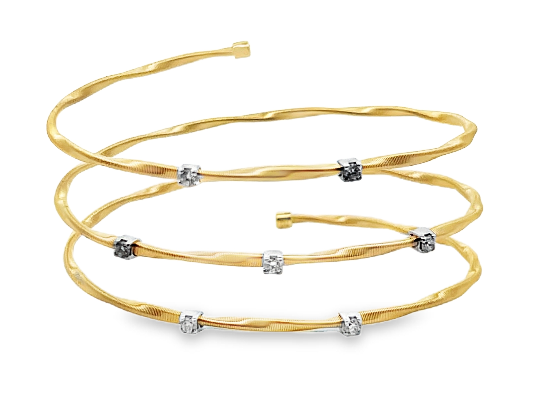14TT .45ctw Twisted Herringbone Style Wrap Bracelet with Round Diamond Accents