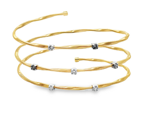 14TT .45ctw Twisted Herringbone Style Wrap Bracelet with Round Diamond Accents