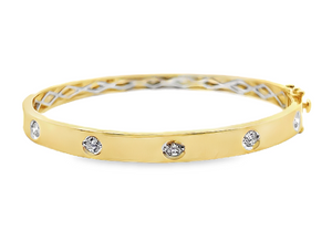 14Y 5 Stone 6mm Bangle with Double Figure 8 Safety Catches 6.5"