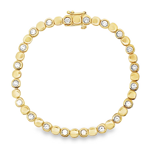 14Y 1.81ctw Cushion Shaped Alternating Solid and Bezel Set Round Diamond Bracelet