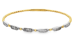 14TT .53ctw Beaded Bangle with Rectangle Milgrained Diamond Accents