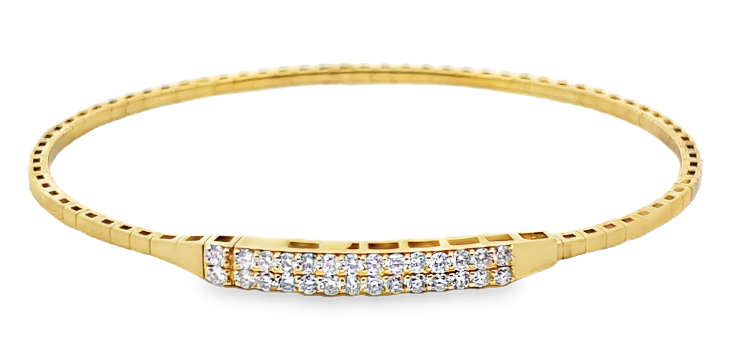 14Y .62ctw 2 Row Diamond Bangle Style Adjustable Bracelet