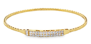 14Y .62ctw 2 Row Diamond Bangle Style Adjustable Bracelet