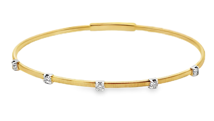 14TT .28ctw Herringbone Style Bracelet with 5 Round Diamonds