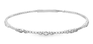 14W .35ctw Beaded Bangle with Round and Marquise Shaped Milgrained Diamond Accents