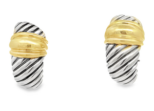 Sterling Silver 14Y David Yurman Cable Shrimp Earrings with Omega Backs