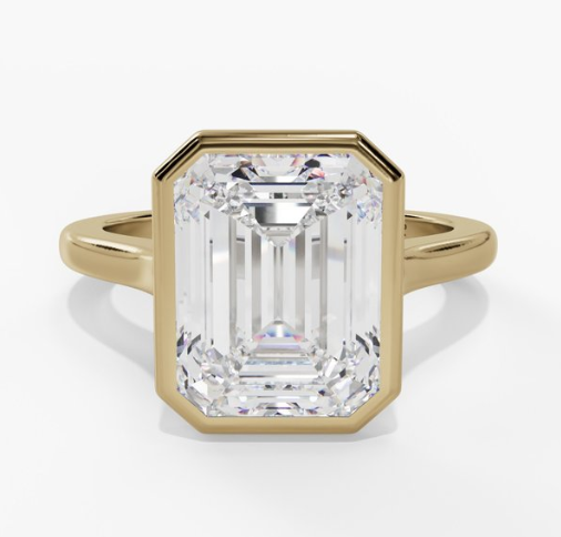 14Y 2.01ctw Lab Grown Bezel Set Emerald Shaped Diamond Engagement Ring sz 6