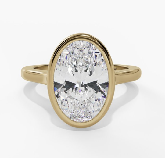 14Y 2.02ctw Lab Grown Bezel Set Oval Shaped Diamond Engagement Ring sz 6