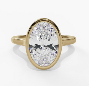 14Y 2.02ctw Lab Grown Bezel Set Oval Shaped Diamond Engagement Ring sz 6
