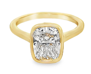 14Y 2.10ctw Lab Grown Bezel Set Cushion Shaped Diamond Engagement Ring sz 6