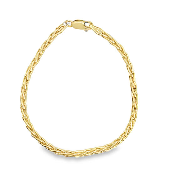 14Y 2.75mm Rounded Wheat Style Rope Bracelet 7"