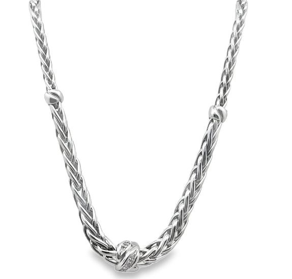 14W 4.5mm 3 Knot Graduated Wheat Rope Necklace