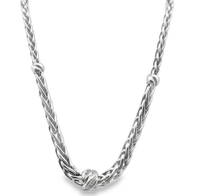 14W 4.5mm 3 Knot Graduated Wheat Rope Necklace