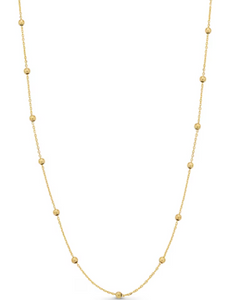 14Y 16" 3mm Bead Necklace with Cable Links Lobster Clasp and 2" Extender