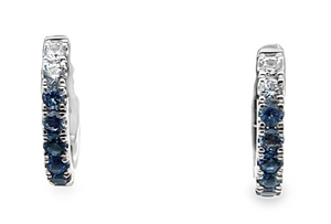14W .52ctw Blue Sapphire Gradient Huggie Hoops