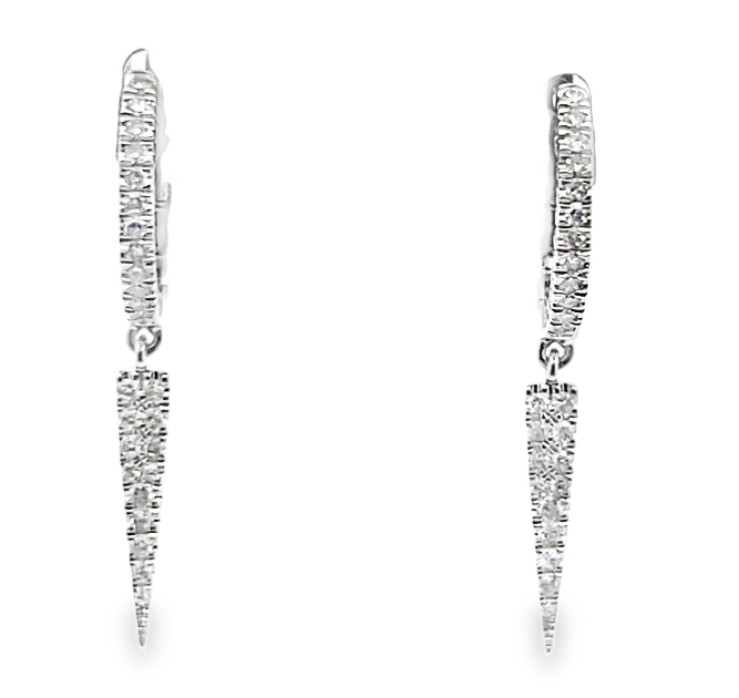 14W .31ctw Diamond Hoop with Pave Diamond Dagger Dangles