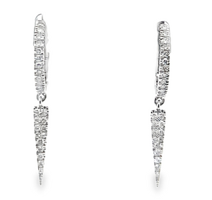 14W .31ctw Diamond Hoop with Pave Diamond Dagger Dangles
