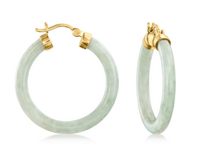 14Y Round 45 x 4.3mm Green Jade Hoops