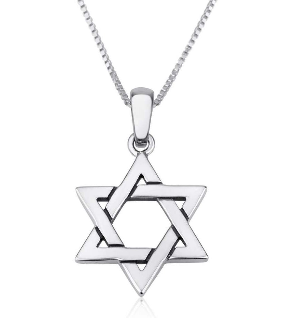 Sterling Silver Simple Star of David Pendant on a 1.3mm Round Box Chain 16"