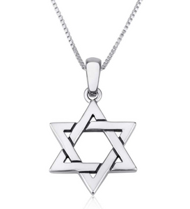 Sterling Silver Simple Star of David Pendant on a 1.3mm Round Box Chain 16"
